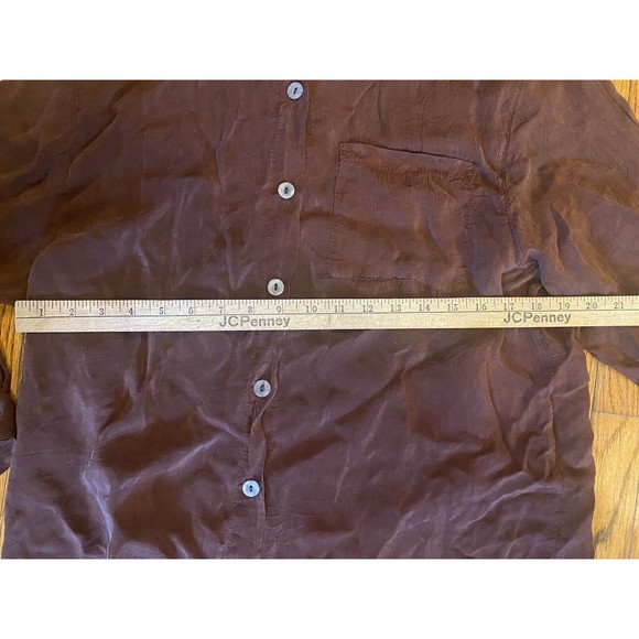 Click Top 100% Tencel Brown Button Shirt Women’s Medium - Picture 5 of 8
